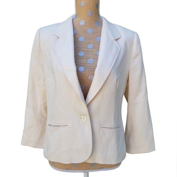 Vintage Pendleton ivory white 100% wool blazer 10 - Picture 1 of 7